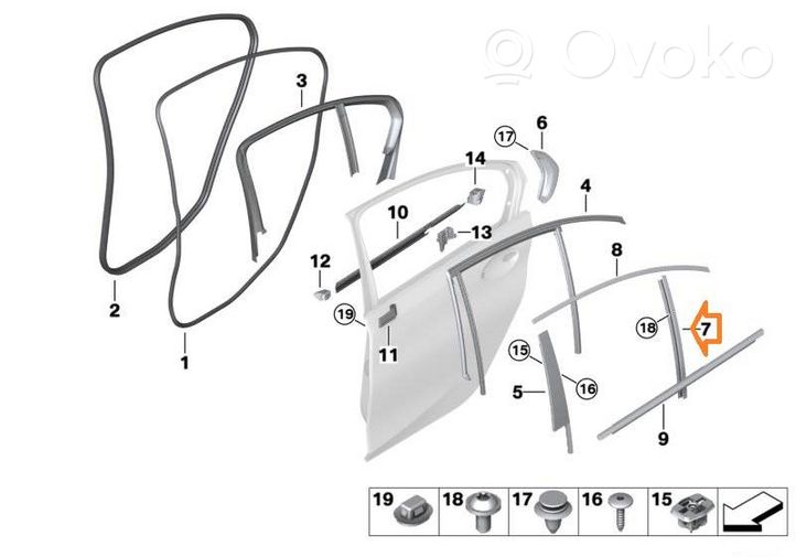 BMW 3 G20 G21 Rail de pare-brise de porte arrière 51437465141	