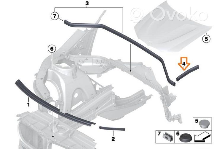 BMW X4 F26 Joint de compartiment moteur 51767234371