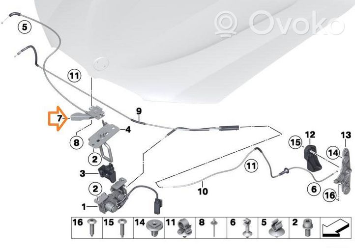 BMW X4 F26 Poignée, déverrouillage du capot moteur 51237218568