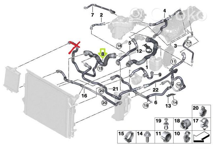 BMW 2 F22 F23 Tuyau de liquide de refroidissement moteur 17128662840