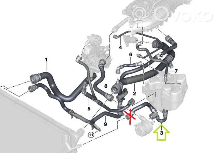 BMW 2 F22 F23 Tubo flessibile del liquido di raffreddamento del motore 8616531