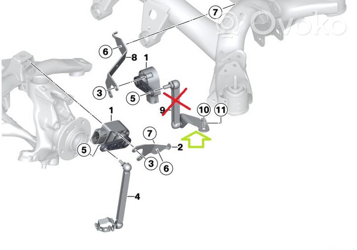 BMW 3 F30 F35 F31 Sensore di livello faro/fanale 6867535