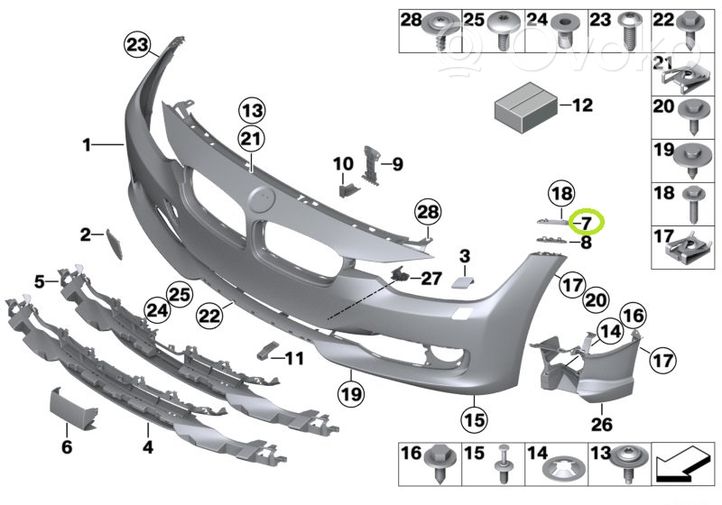 BMW 3 F30 F35 F31 Support de montage de pare-chocs avant 7255361