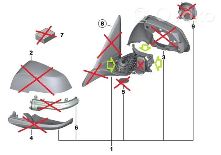 BMW 4 F32 F33 Parte dello specchietto retrovisore della portiera anteriore 20202023