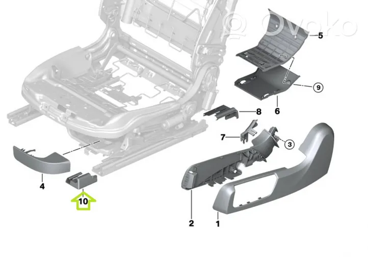 BMW 4 F32 F33 Cache rail de siège conducteur avant 7297349