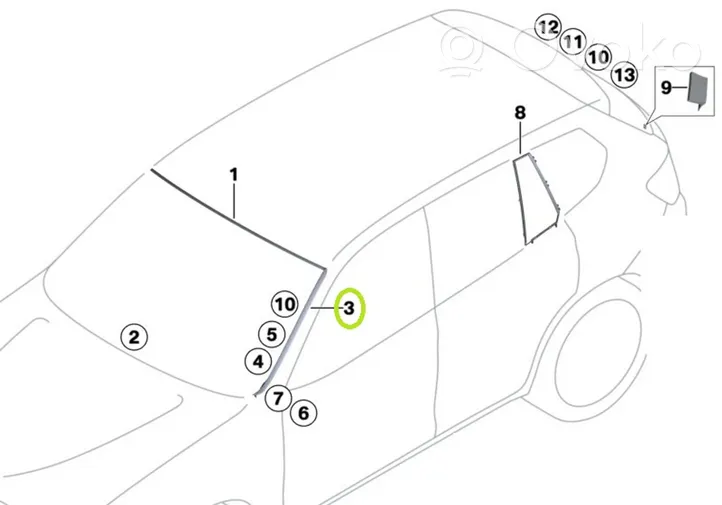 BMW X3 F25 Priekinio stiklo apdaila 480111