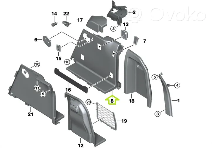 BMW X3 F25 Panneau, garniture de coffre latérale 7222222