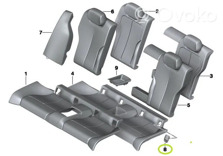 BMW 4 F32 F33 Pulsante di copertura ISOFIX 7348047