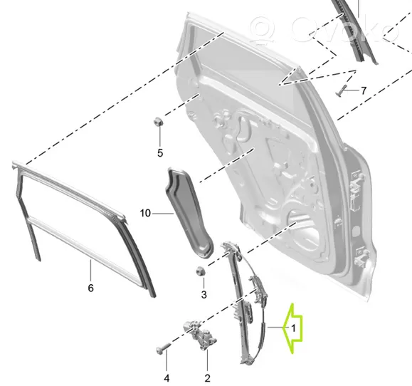 Porsche Macan Rear window lifting mechanism without motor 95B839462B