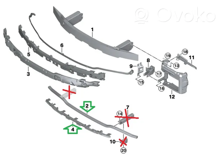 BMW 3 G20 G21 Priekinis sustiprinimas bamperio 7422221