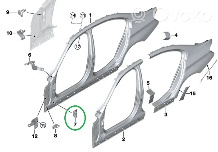 BMW 3 F30 F35 F31 Держатель крыла 7284401