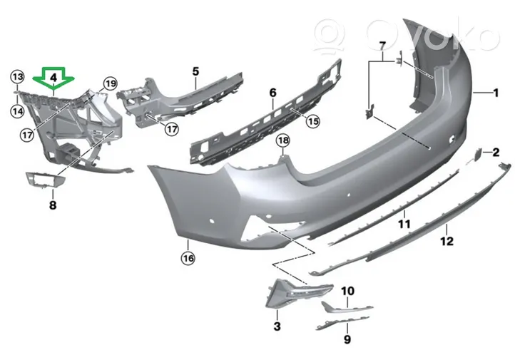 BMW 3 G20 G21 Support de coin de pare-chocs 7427967