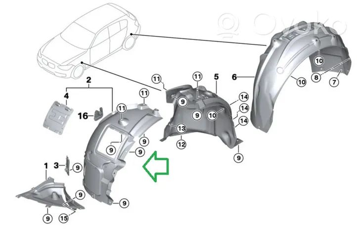 BMW 2 F22 F23 Revestimientos de la aleta antisalpicaduras delanteros 7312837