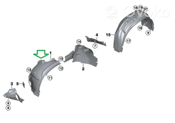 BMW X5 F15 Pare-boue passage de roue avant 7260729