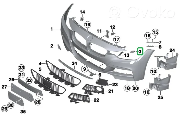 BMW 3 F30 F35 F31 Ajovalonpesimen pesusuuttimen kansi/suoja KM510202