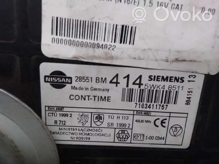 Nissan Almera N16 Oven keskuslukituksen ohjausyksikön moduuli 28551BM414