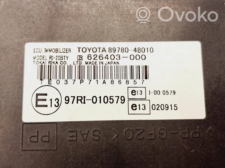 Lexus RX 330 - 350 - 400H Unité de commande dispositif d'immobilisation 8978048010