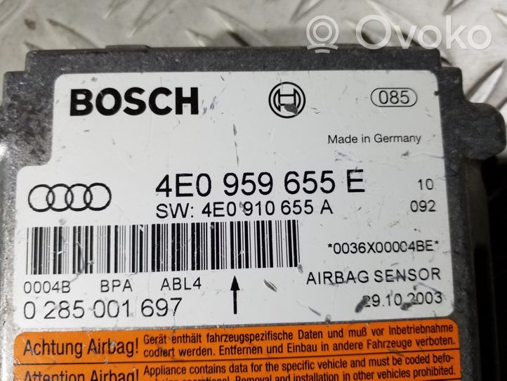 Audi A8 S8 D3 4E Centralina/modulo airbag 4E0959655E