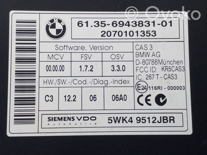 BMW 3 E90 E91 Imobilaizerio valdymo blokas 6943831