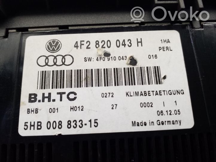 Audi A6 S6 C6 4F Unité de contrôle climatique 4F2820043H