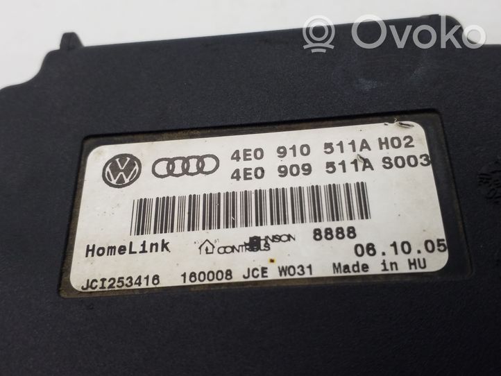 Audi A8 S8 D3 4E Autotallin oven avauskytkin 4E0910511A