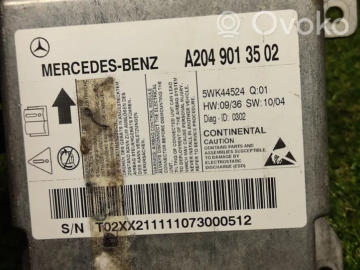 Mercedes-Benz C W204 Module de contrôle airbag A2049013502