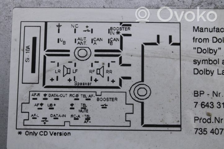 Fiat Ducato Radio/CD/DVD/GPS-pääyksikkö 7643319316