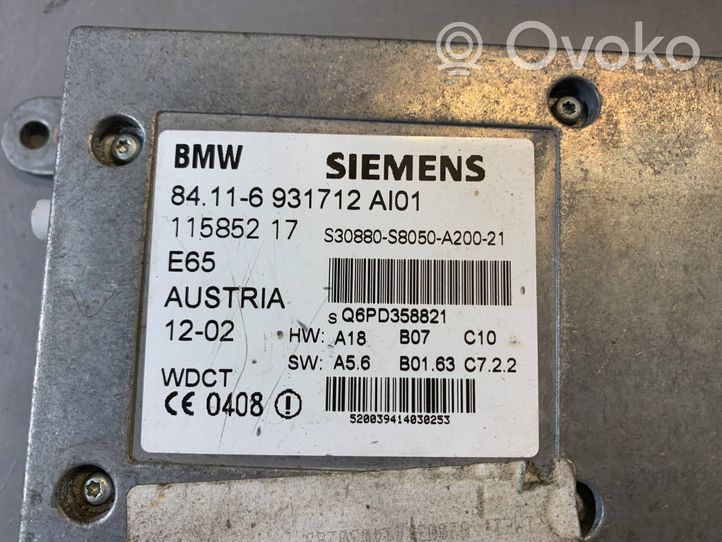 BMW 7 E65 E66 Unité de commande, module téléphone 6931712