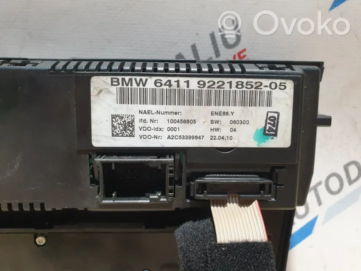 BMW 1 E81 E87 Gaisa kondicioniera / klimata kontroles / salona apsildes vadības bloks (salonā) 9221852