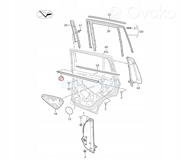 Volkswagen Tiguan Takaoven ikkunalasin kumitiiviste 5NA839479