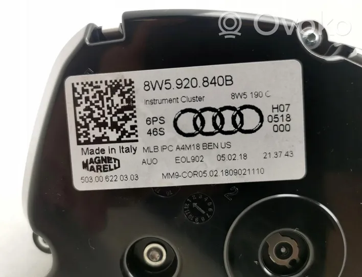 Audi A4 S4 B9 8W Nopeusmittari (mittaristo) 8W5920840B