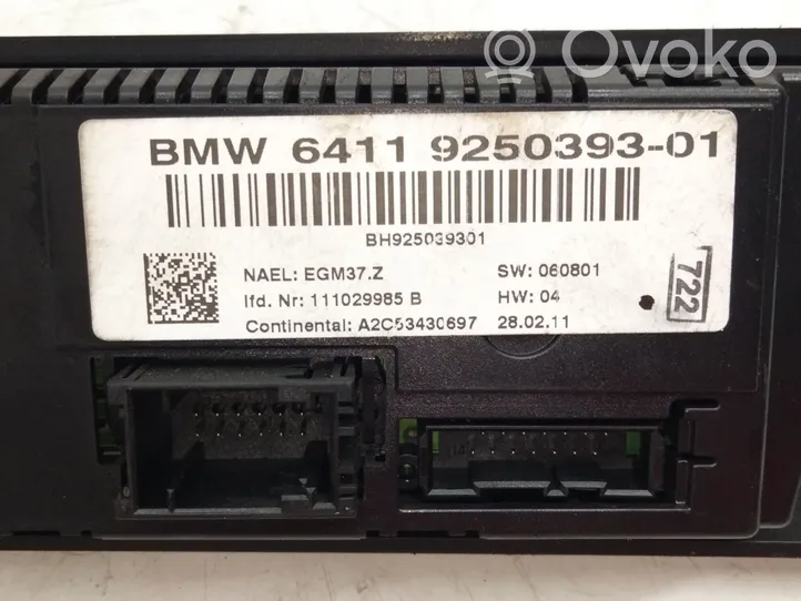 BMW 3 E90 E91 Module unité de contrôle climatisation 925039301