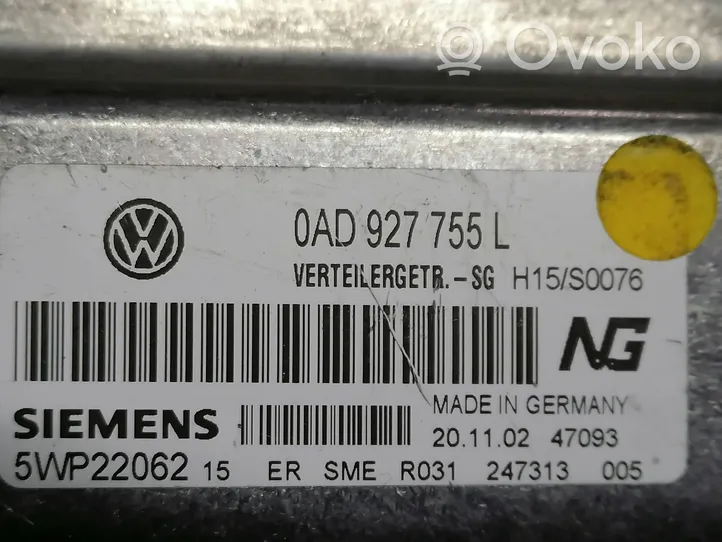 Volkswagen Touareg I Pavarų dėžės valdymo blokas 0AD927755L