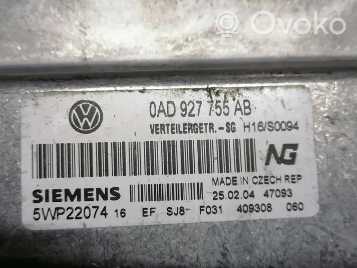 Volkswagen Touareg I Unité de commande, différentiel boîte de transfert 0AD927755AB