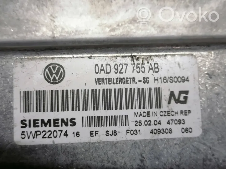 Volkswagen Touareg I Pavarų dėžės reduktorius (razdatkės) valdymo blokas 0AD927755AB