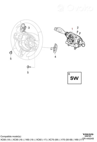 Volvo XC90 Leva/interruttore dell’indicatore di direzione e tergicristallo 32266884