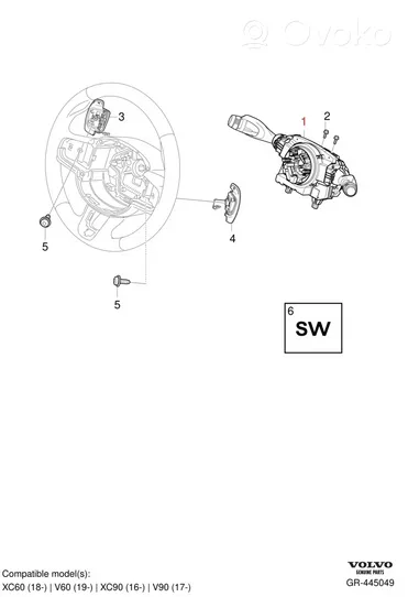 Volvo XC60 Leva/interruttore dell’indicatore di direzione e tergicristallo 32266884