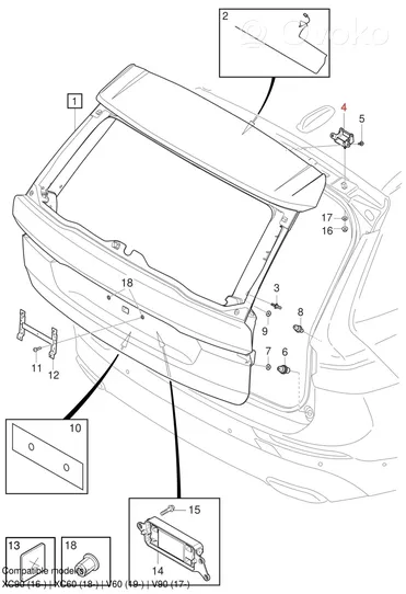 Volvo XC60 Bisagra del maletero/compartimento de carga 31420134