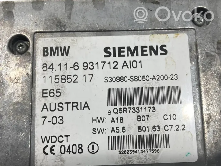 BMW 7 E65 E66 Unité de commande, module téléphone 6931712