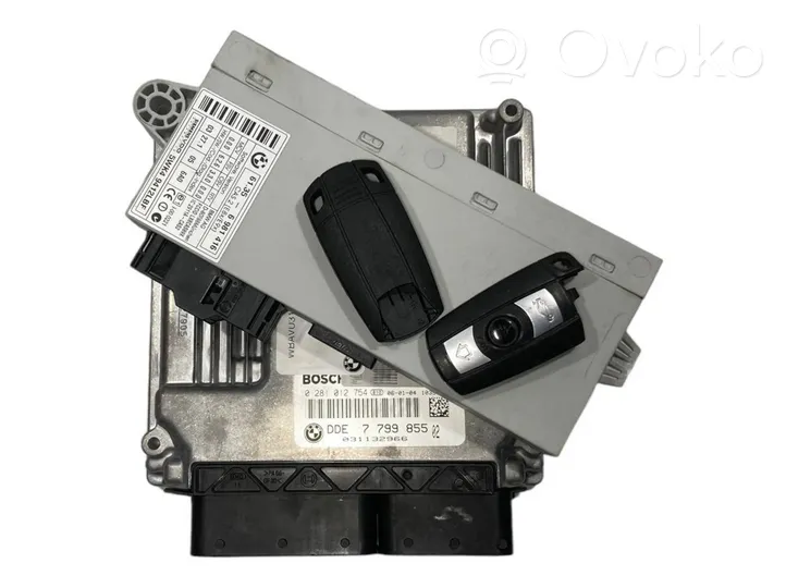 BMW 3 E90 E91 Komputer / Sterownik ECU i komplet kluczy 7799855