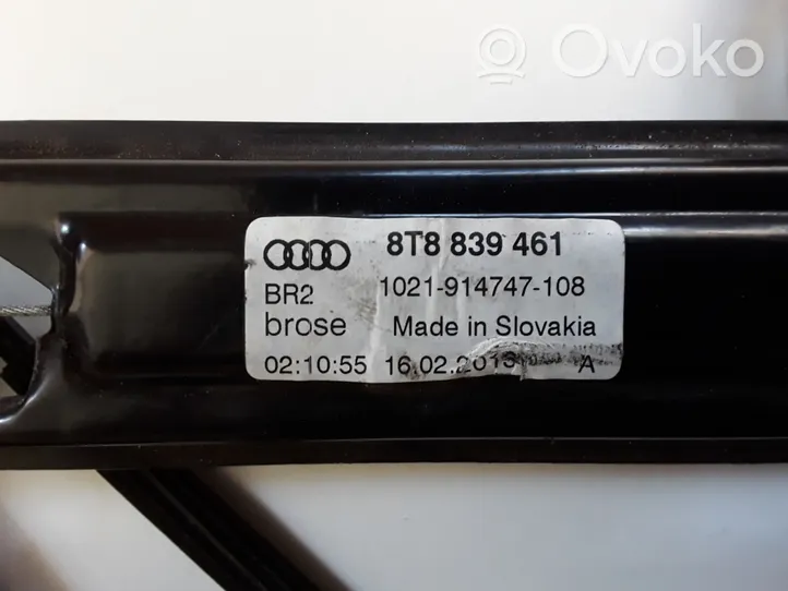 Audi A5 8T 8F Mechanizm podnoszenia szyby tylnej bez silnika 8T8839461