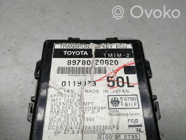 Toyota Carina T210 Moduł / Sterownik immobilizera 8978020020