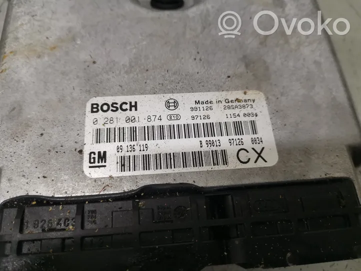 Opel Vectra B Unidad de control/módulo del motor 0281001874