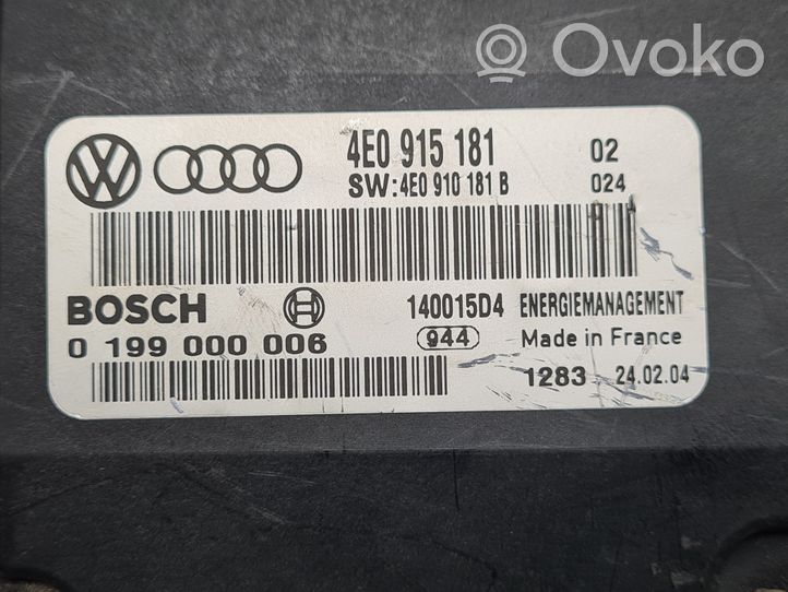 Audi A8 S8 D3 4E Module de contrôle de batterie 4E0915181