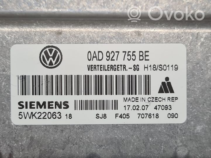 Volkswagen Touareg I Sterownik / Moduł skrzyni biegów 0AD927755BE