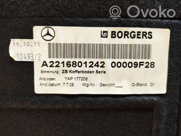 Mercedes-Benz S W221 Tappeto di rivestimento del fondo del bagagliaio/baule A2216801242