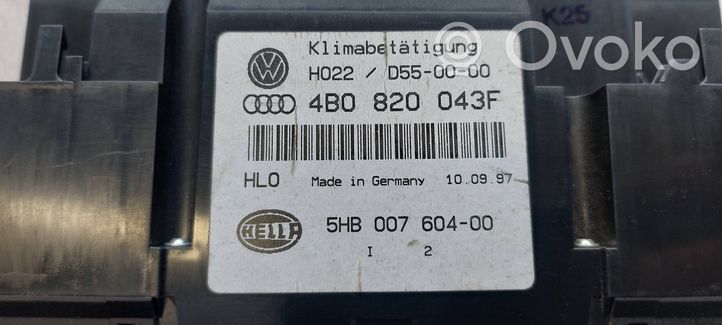 Audi A6 S6 C5 4B Ilmastoinnin ohjainlaite 4B0820043F