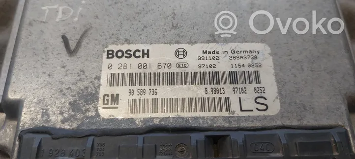 Opel Astra G Komputer / Sterownik ECU i komplet kluczy 0281001670