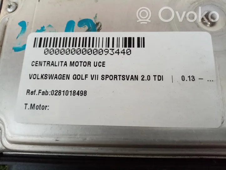 Volkswagen Golf VII Calculateur moteur ECU 0281018498
