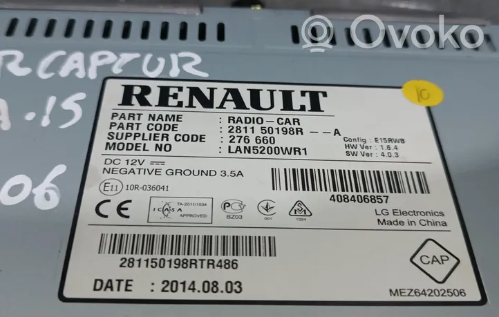 Renault Captur Monitor / wyświetlacz / ekran 281150198R